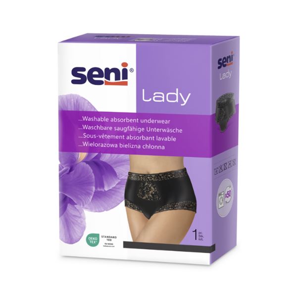 Pratelné absorpční spodní prádlo Seni Lady pro ženy černé, vel. L