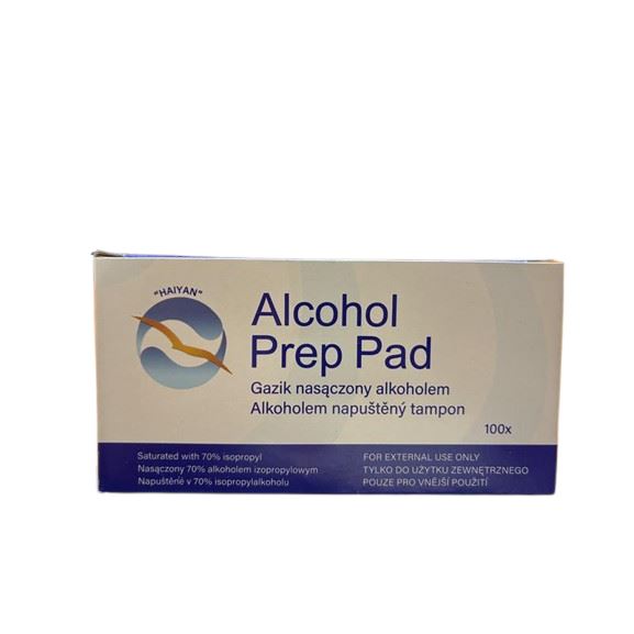 Alkohol prep pad - gáza napuštěná izopropylalkoholem, rozměr 65 x 30 mm, 100 ks