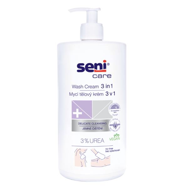Seni Care mycí tělový krém 3v1 pro použití bez vody, 1000 ml