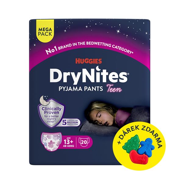 Navlékací kalhotky DryNites Mega pro dívky 13+ let, 20ks