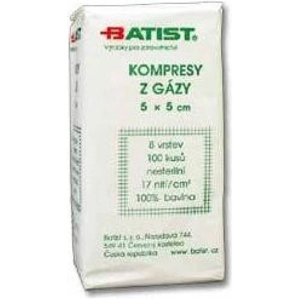 KOMPRESY Z GÁZY NESTERILNÍ 5X5CM,8 VRSTEV,17 NITÍ,100KS