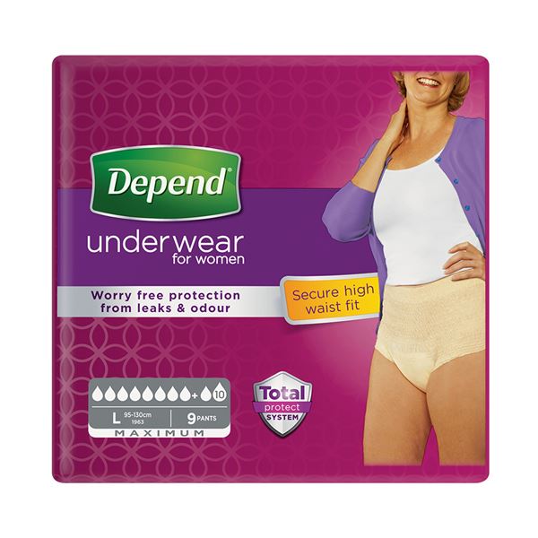 Depend Maximum L pro ženy vyšší pas 9 ks