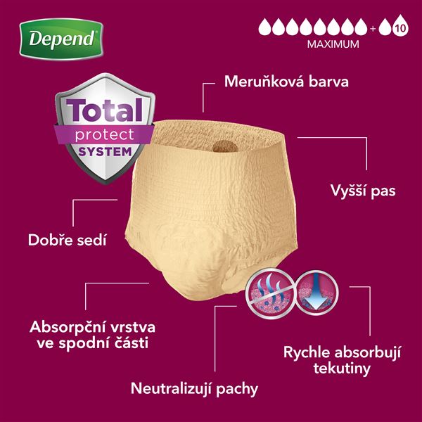 Depend Maximum L pro ženy vyšší pas 9 ks