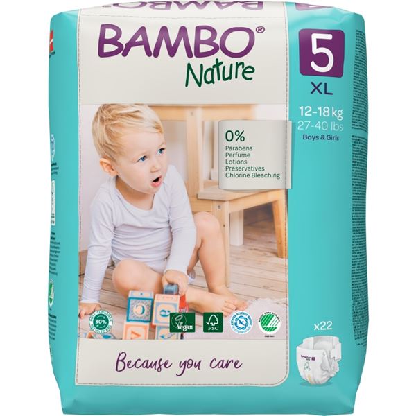 Kalhotky dětské BAMBO NATURE 5, ZALEPOVACÍ, 12-18 KG, 22 KS