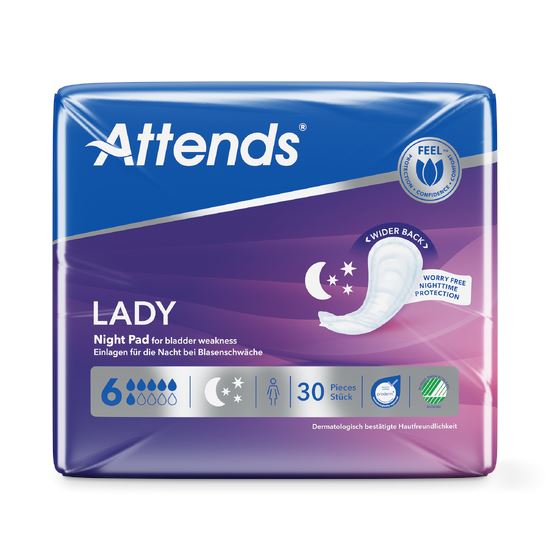 Vložky absorbční Attends Lady Night Pad 6 kapek