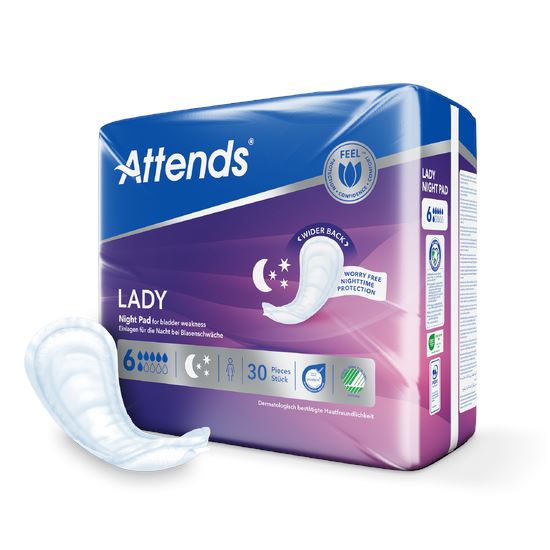 Vložky absorbční Attends Lady Night Pad 6 kapek