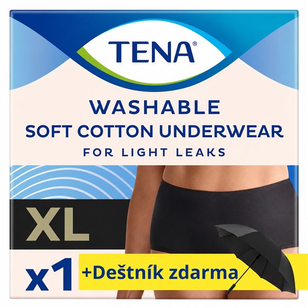 TENA dámské pratelné inkon. kalhotky, černé, vel. XL + deštník